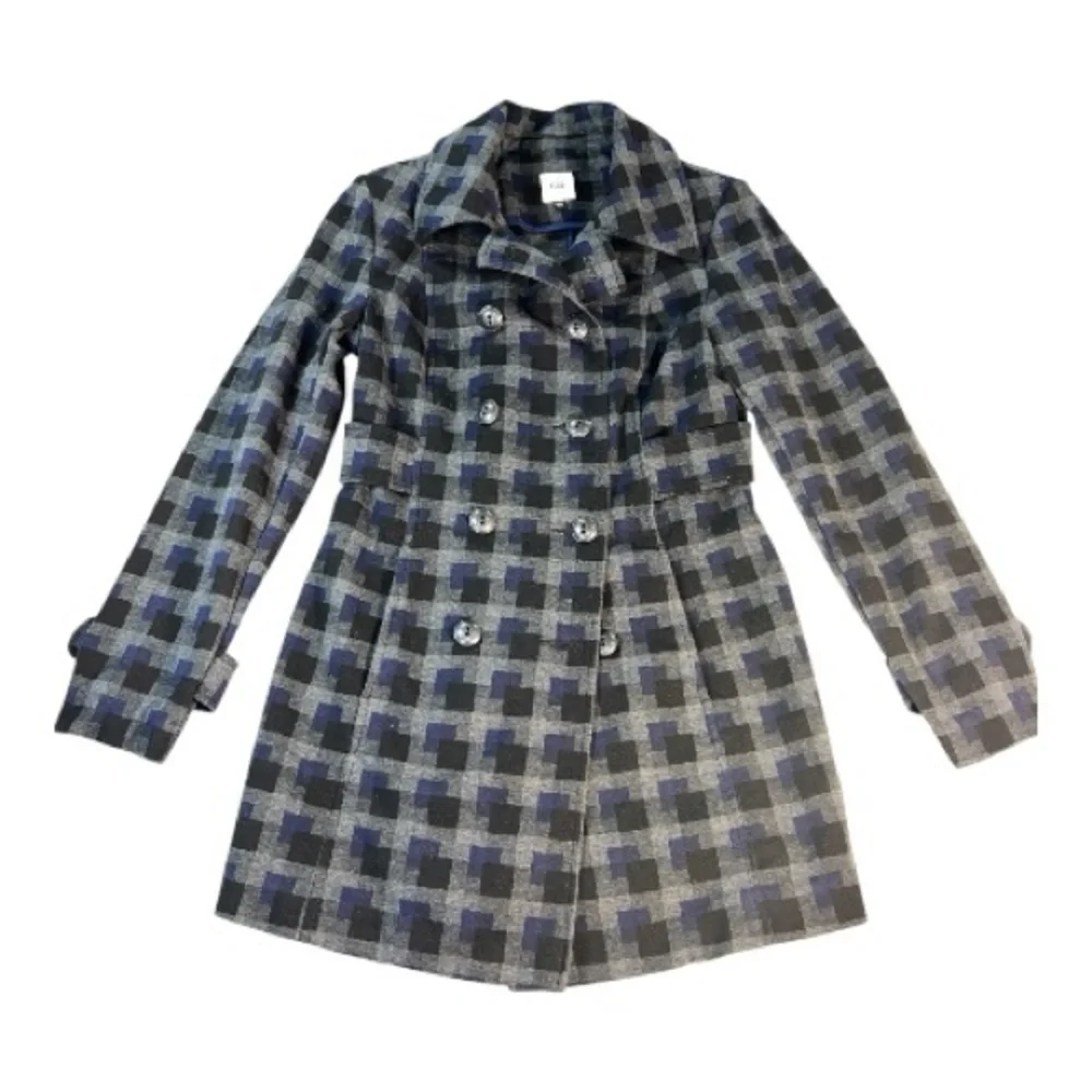 CAbi Blue and Gray Checkered Pea Coat - Picture 3 of 9